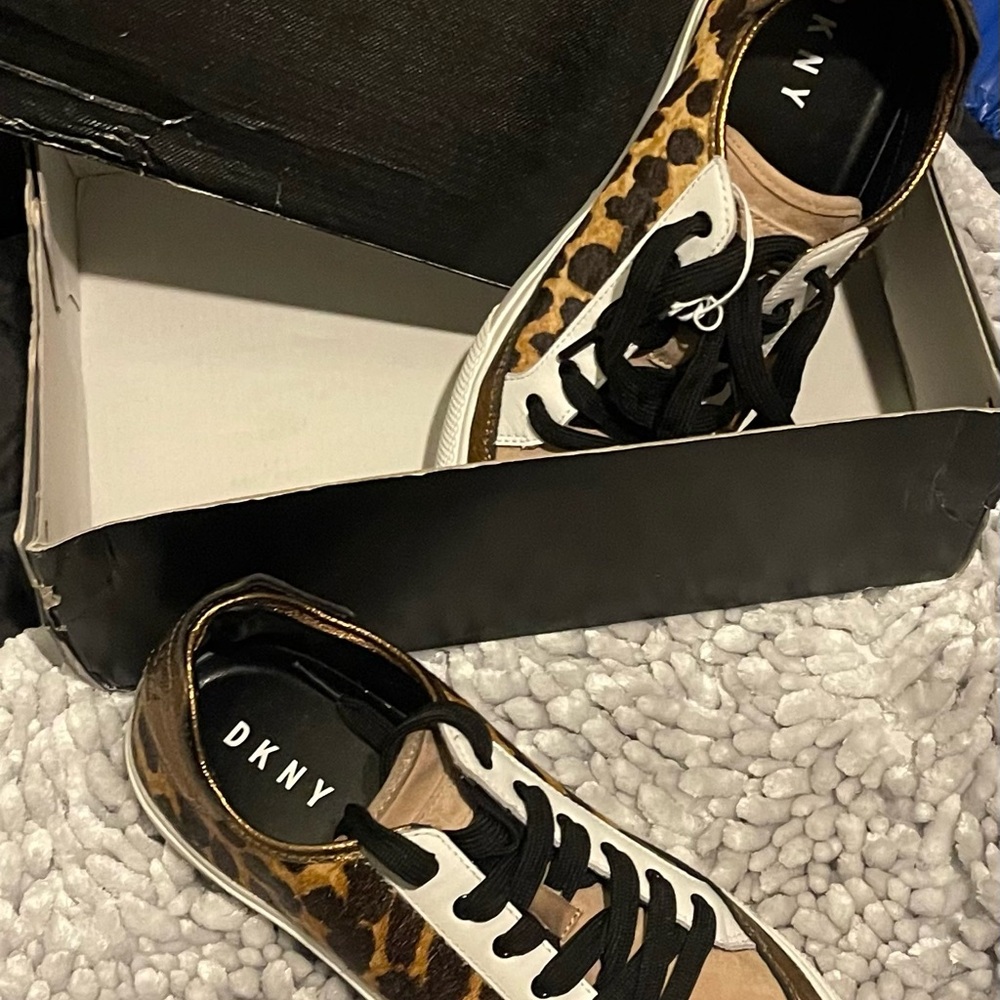 DKNY Animal Print Sneakers with Black and White Accents